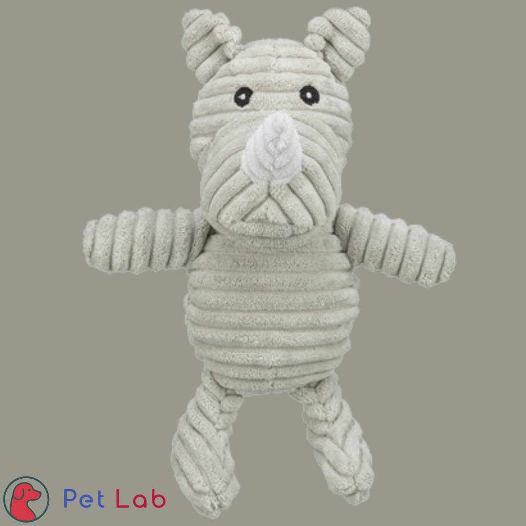 Neushoorn Ribstof Pluche Grijs